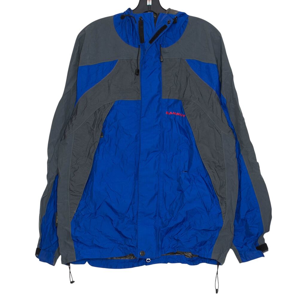 Mammut Gore-Tex Rain Jacket Vintage 90s Blue Large Hiking Outdoor Gorpcore Flaws